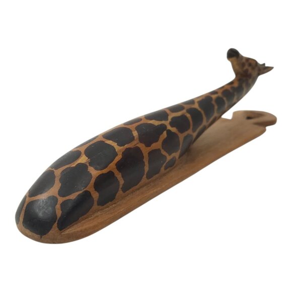 Giraffe Wall Hanging Hand Carved Muhuhu Wood Kenyan Craftsmen Africa Home Decor - Picture 12 of 16